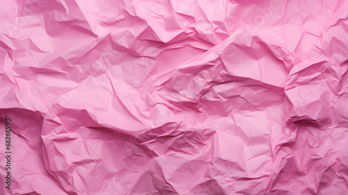 Pink colored crumpled paper background. AI generative