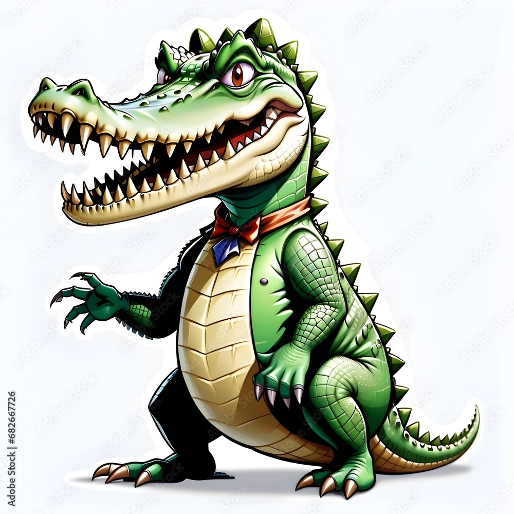 Obraz premium Ferocious Crocodile in a Fantastical Fairy Tale World_generative ai