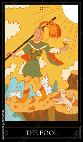 Tarot Card Illustration isolated on white background. the fool