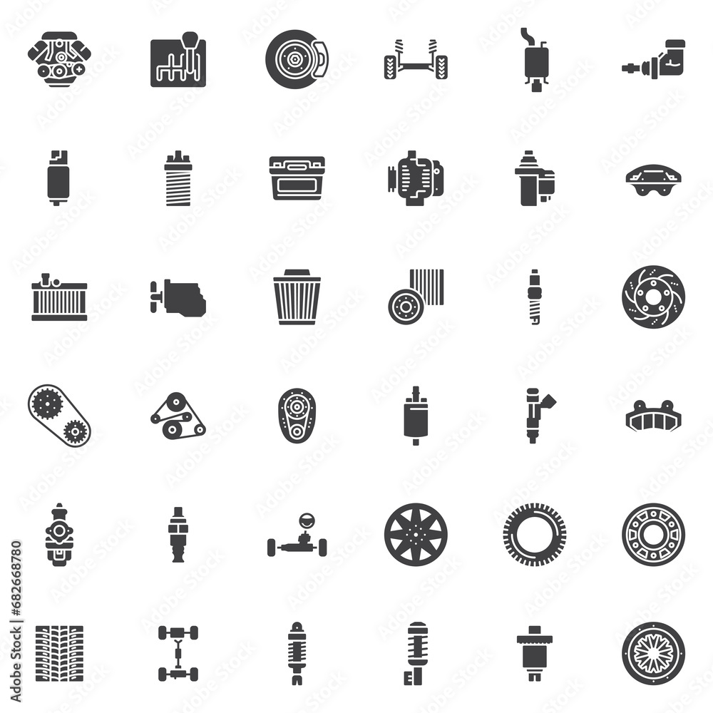 Car parts vector icons set Car parts vector icons set