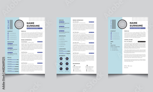 Creative Resume and Cover Letter Layout with Minimalist resume cv template, Resume design template, cv design