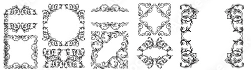 Border or frame decorative filigree calligraphy element in baroque style vintage and retro
