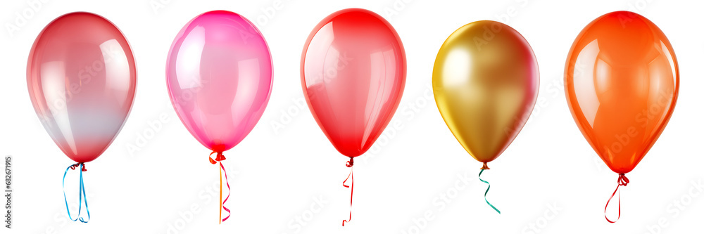 set of balloons isolated on transparent background - design element PNG