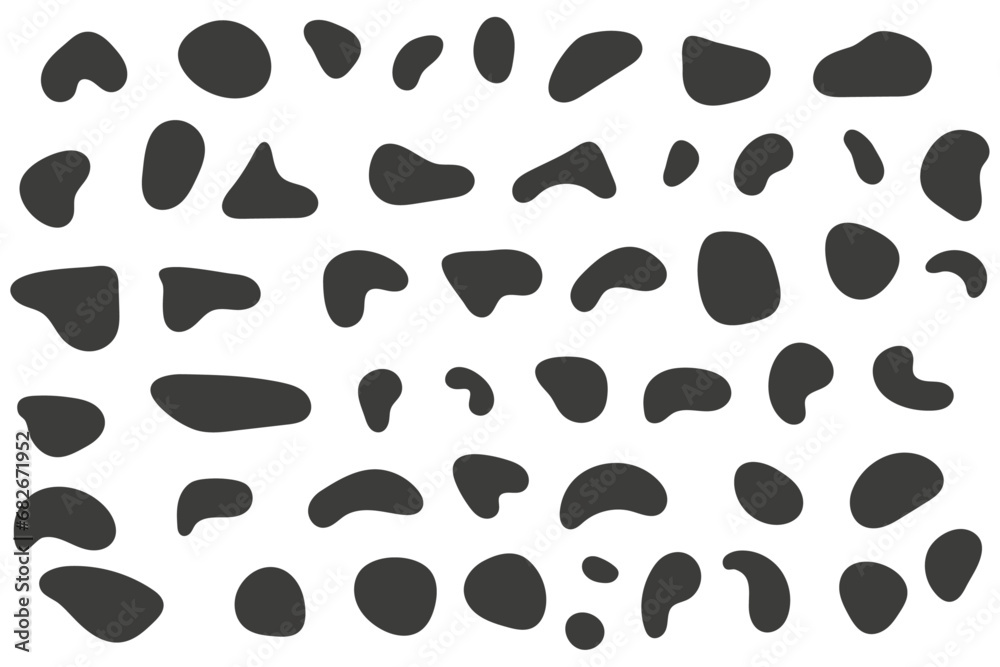 Fototapeta premium Modern liquid irregular blob shape abstract elements graphic flat style design fluid vector illustration set. Vector illustration isolate on white background.