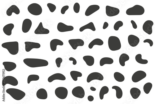 Modern liquid irregular blob shape abstract elements graphic flat style design fluid vector illustration set. Vector illustration isolate on white background. 