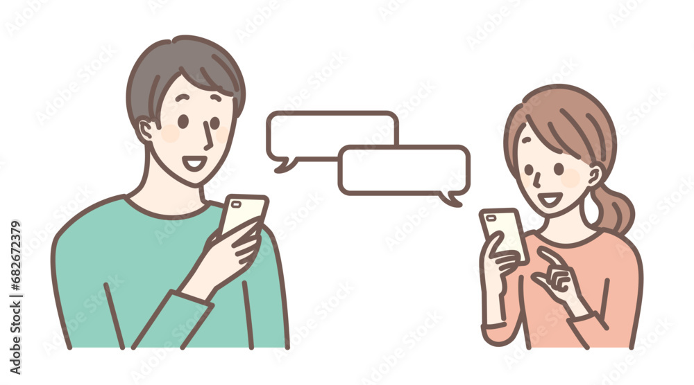 a couple talking by smart phone