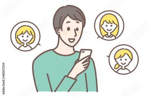 a man checking dating app on smart phone