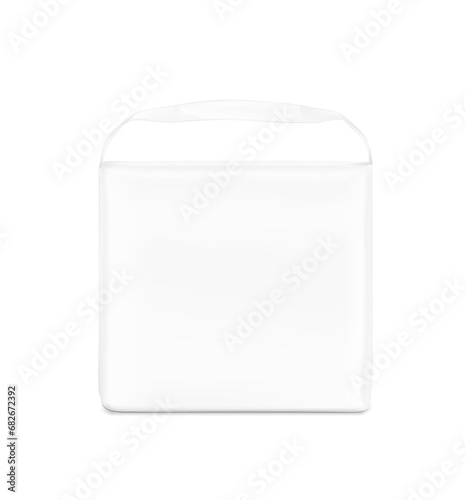 Stand bag with handle mockup. Vector illustration isolated on white background. Ready for your design. Suite for the presentation of diaper, wet wipes, foods, household, etc. EPS10.