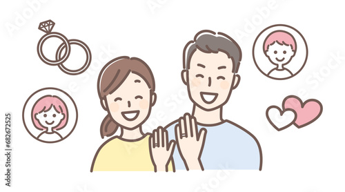 illustration of a couple just engaged