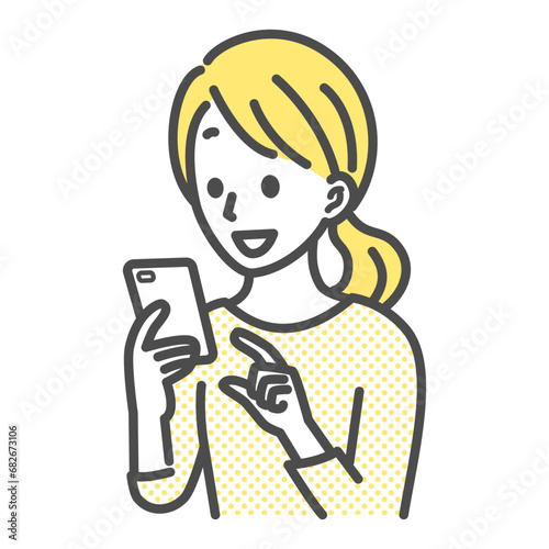 illustration of woman having smart phone