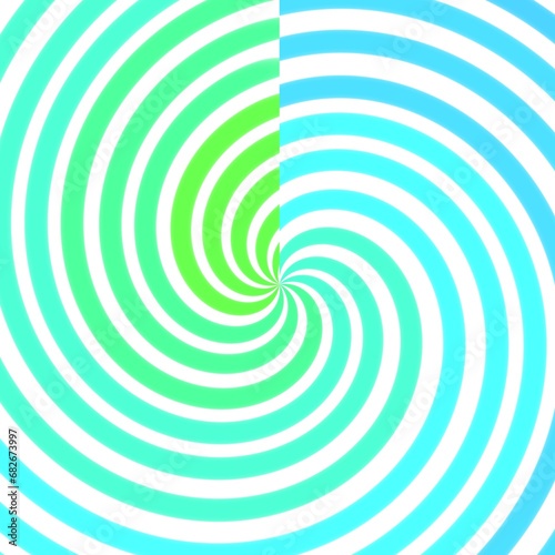 Blue and green spiral pattern background, advertising and entertainment concept.