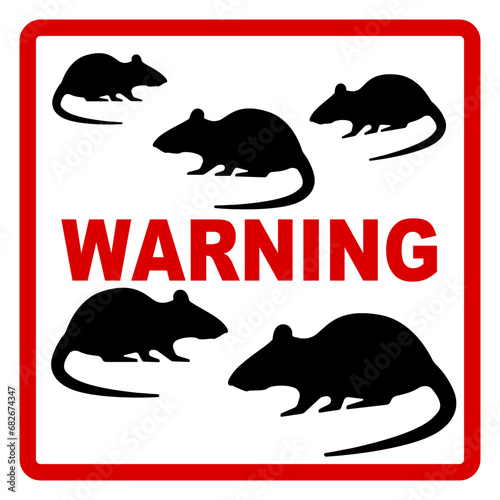 Vector sign-beware of rats. A warning sign that there are rodents in the area.
