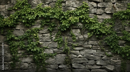 a stone wall with plants growing on it