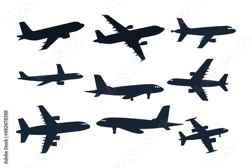 Flat Airplanes silhouettes set