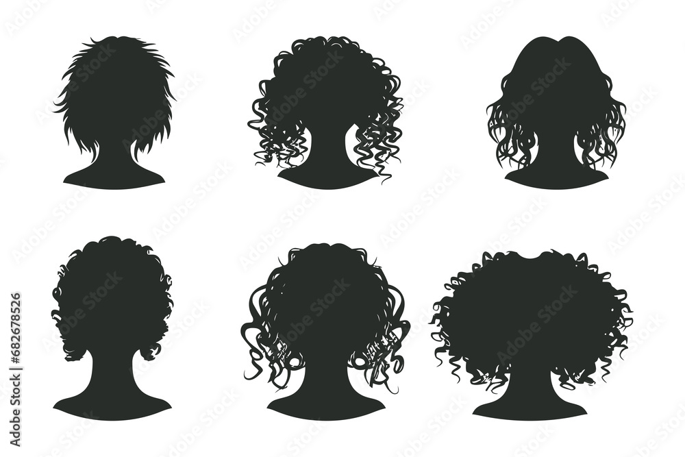 Hand drawn curly hair silhouette Hand drawn curly hair silhouette
