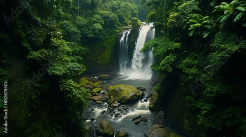 a waterfall in a forest
