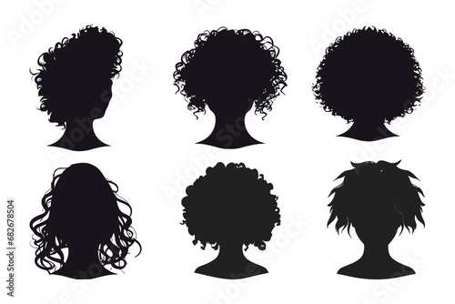 Hand drawn curly hair silhouette