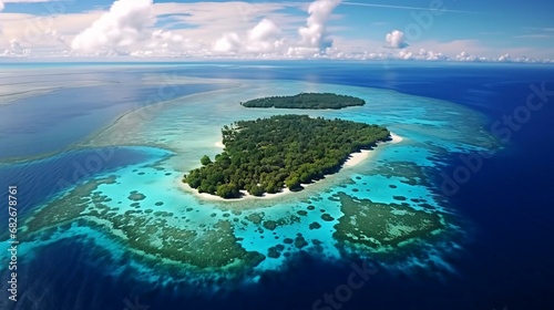 an aerial view of islands photo
