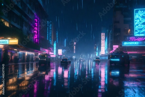traffic at night with lightening