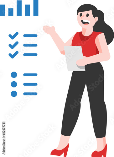 Woman Presenting Start Up Illustration