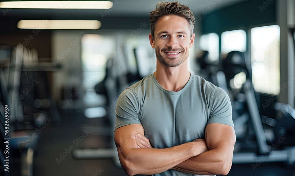 A Confident Man Flexing His Muscles in a Well-Equipped Gym A Confident Man Flexing His Muscles in a Well-Equipped Gym