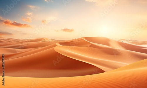 A Majestic Sunset Over Rolling Sand Dunes in the Desert