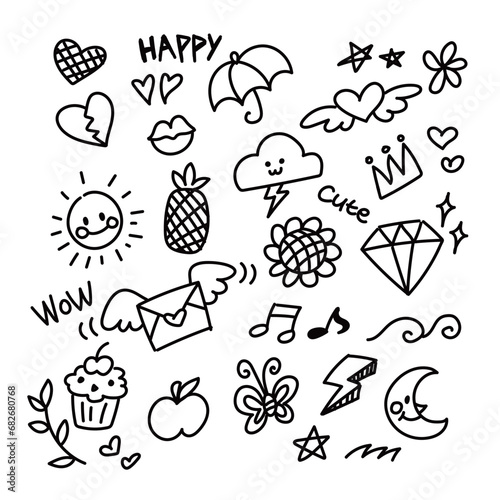 cute lineart hand drawing style illustration