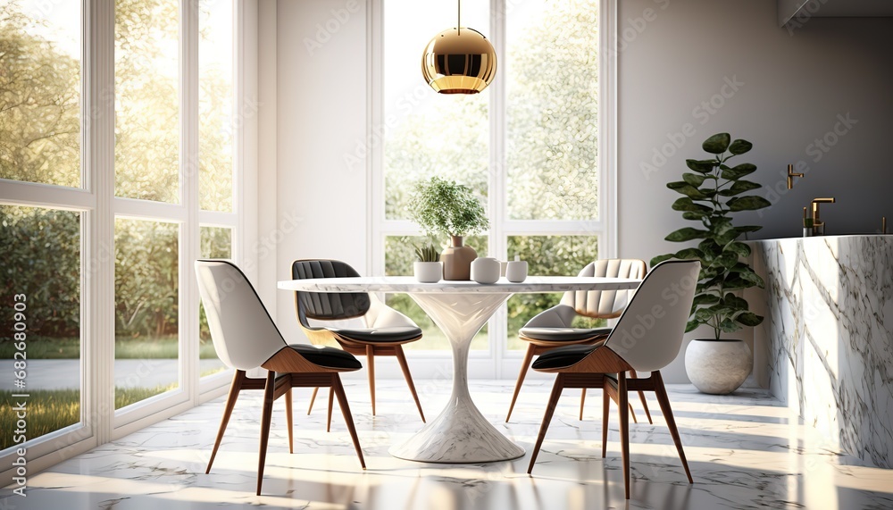 Fototapeta premium table and chairs in a restaurant