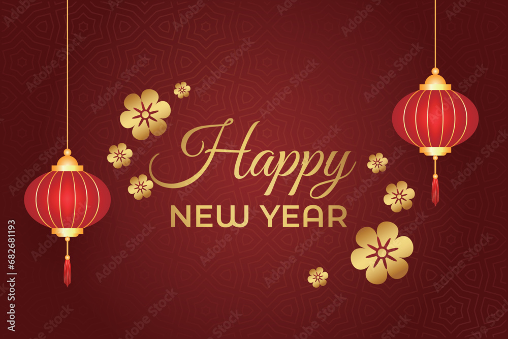 Celebrating Chinese traditional festival Happy New Year background decorative elements collection.