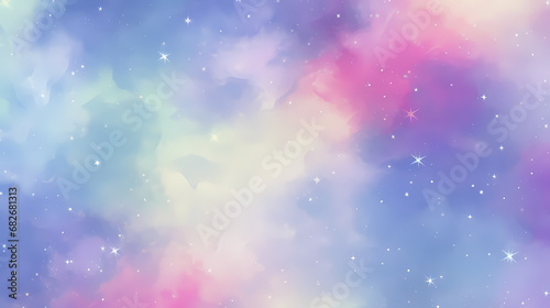 Aesthetic rainbow pastel galaxy shining stars background, abstract PPT background