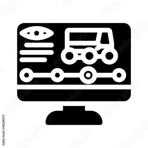remote monitoring autonomous delivery glyph icon vector. remote monitoring autonomous delivery sign. isolated symbol illustration