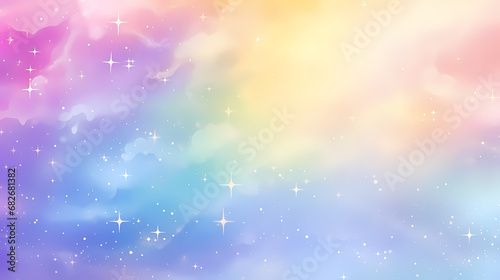 Aesthetic rainbow pastel galaxy shining stars background, abstract PPT background