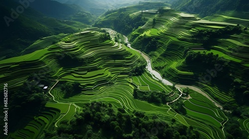 a winding road through a green valley
