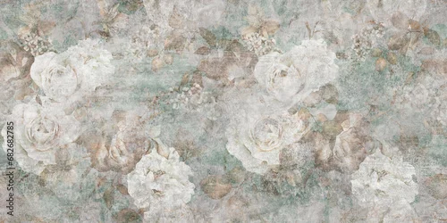 Obraz Green flowers Vintage background, artwork floral antique pattern