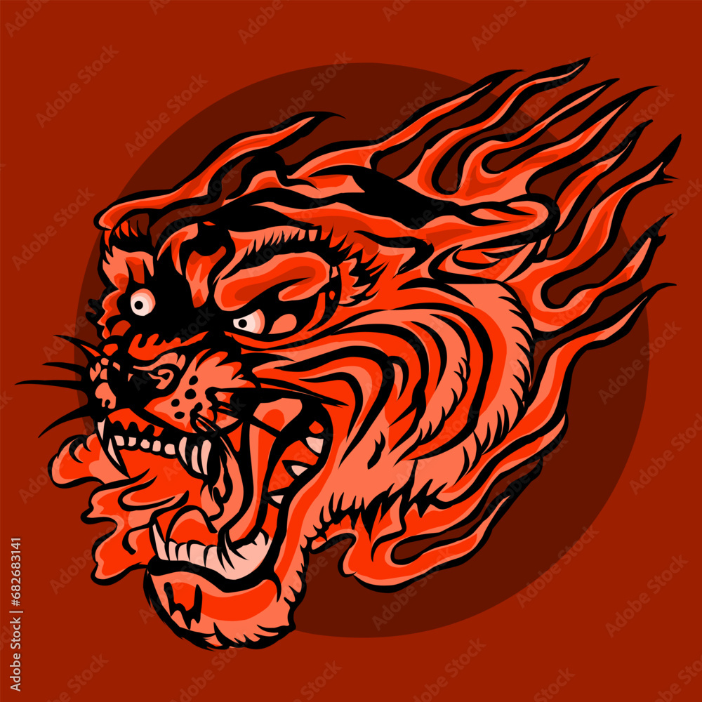 Tribal angry tiger head. Vector illustration ready for vinyl cutting.