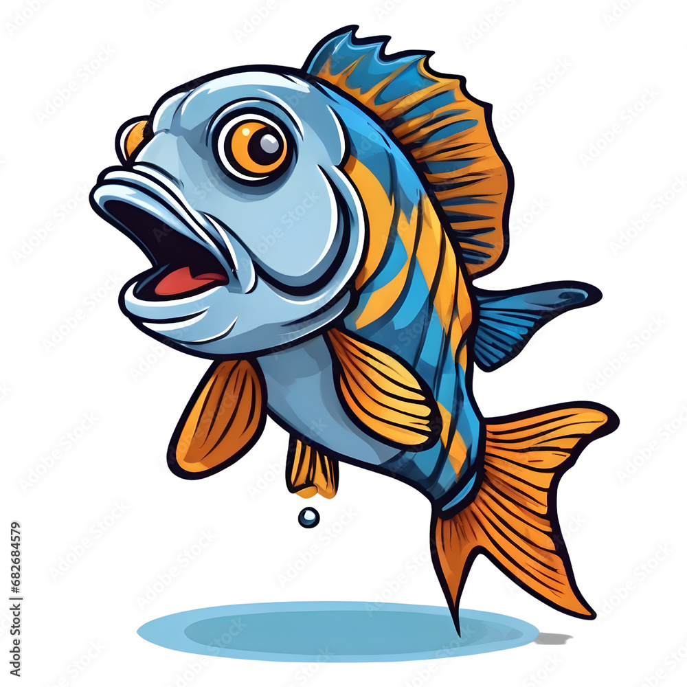 Obraz premium cute fish design with transparent background 