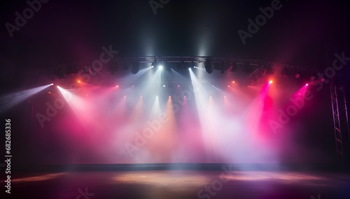 An empty stage with lighting, AI generated
