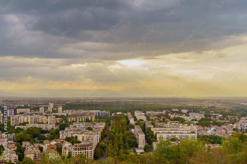 Sunset view of west Plovdiv