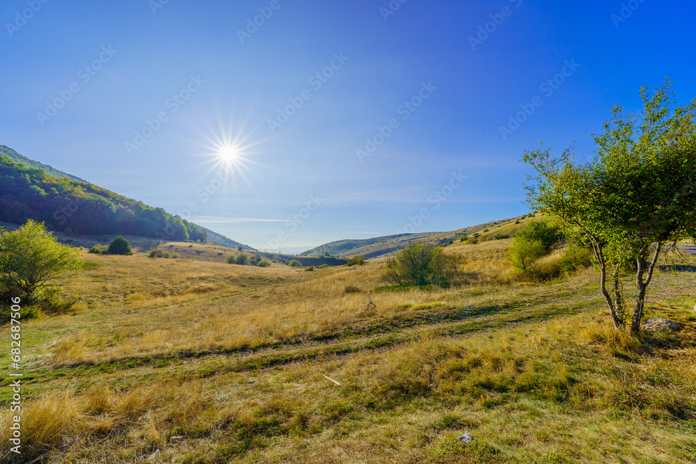 Landscape of the Galicica Mountain, with Lake Ohrid