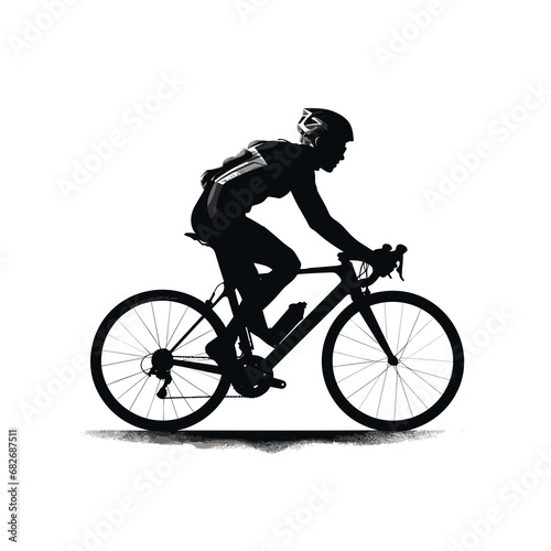 Silhouette of a male sports cyclist on a racing bike during a race