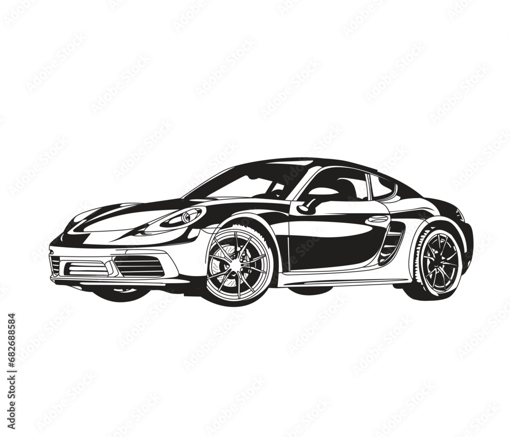Sports car silhouette artwork illustration