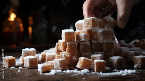 Pile of sugar on dark background