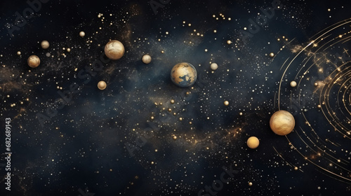 Planets and galaxy, science fiction wallpaper. Beauty of deep space. Billions of galaxies in the universe Cosmic art background