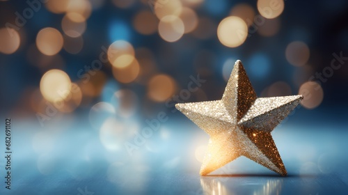 Christmas Star Ornament on Blurred Background