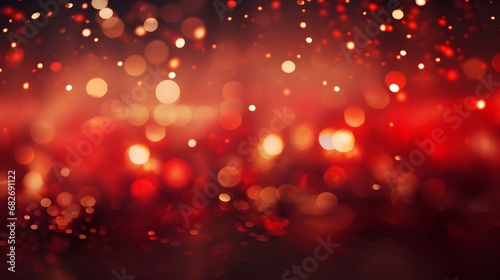 Christmas Red Lights Background with Bokeh Lights