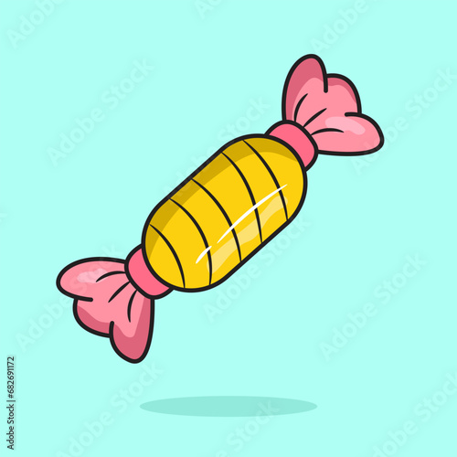 Candy Vector Icon Illustration. Flat Cartoon Style Suitable for Web Landing Page, Banner, Flyer, Sticker, Card, Background
