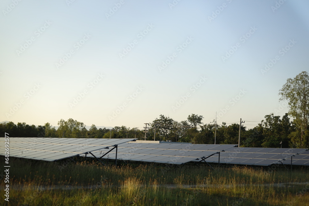 Fototapeta premium Solar panels to produce clean, non-polluting electricity is a new electricity generation technology.