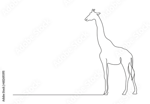 Giraffe in one continuous line drawing. Isolated on white background vector illustration. Premium vector.