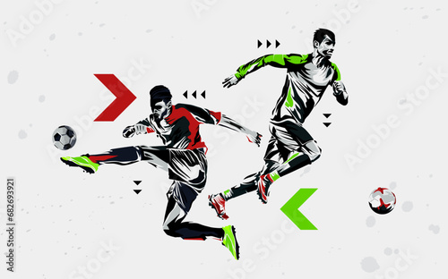 Soccer sport athlete vector design with abstract silhouette style. Design with the concept of national sports celebration. Interactive sports background. Football player - soccer