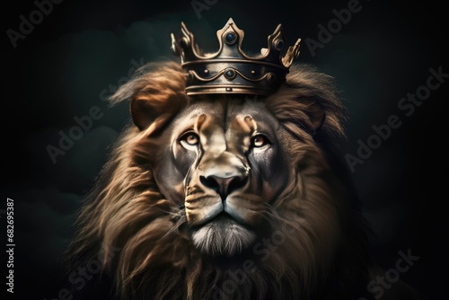 Jesus Christ as Lion with crown. Religious Christian symbolism. Christianity symbols